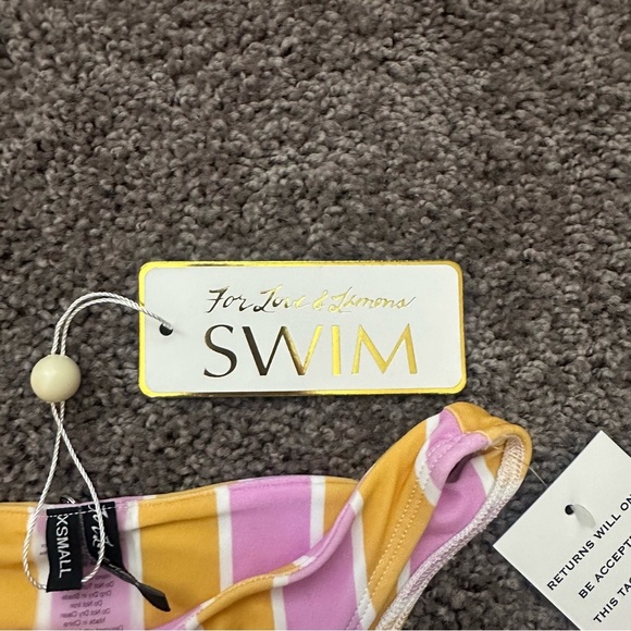NWT For Love & Lemons Pink Orange Striped Bikini Bottoms Size Extra Small XS - Picture 4 of 5